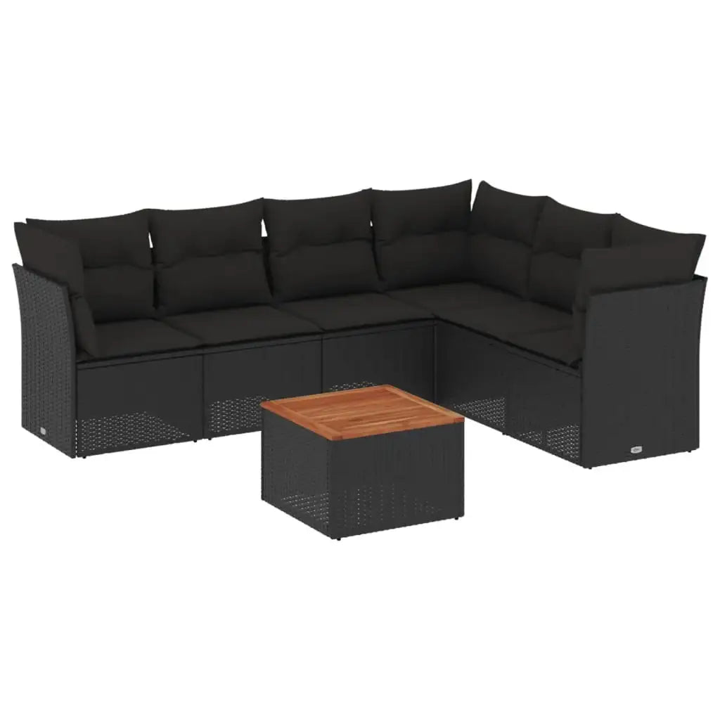 Set Divani da Giardino con Cuscini 7pz Nero Polyrattan - homemem39