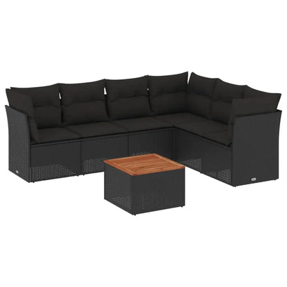 Set Divani da Giardino con Cuscini 7pz Nero Polyrattan - homemem39