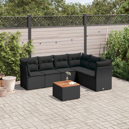 Set Divani da Giardino con Cuscini 7pz Nero Polyrattan - homemem39