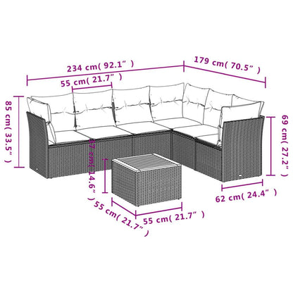 Set Divani da Giardino 7 pz con Cuscini Grigio in Polyrattan - homemem39