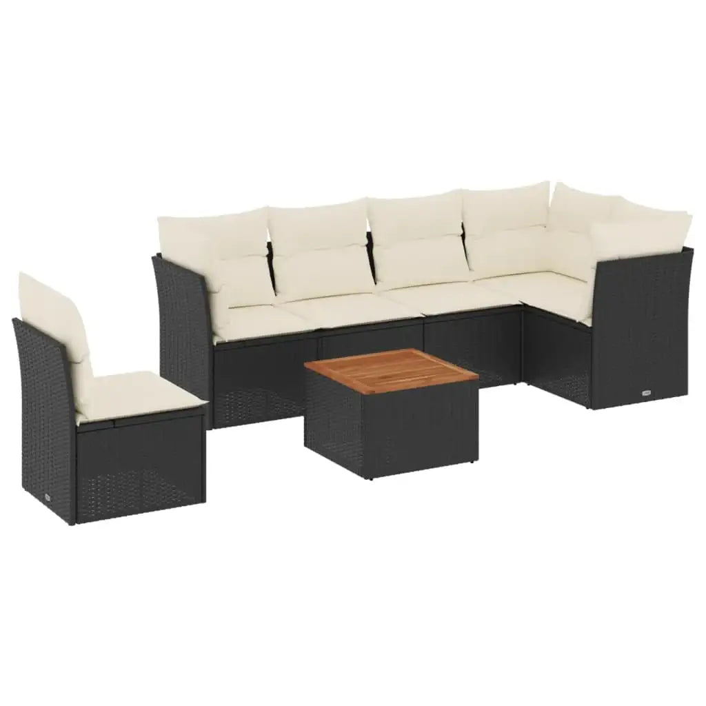 Set Divani da Giardino con Cuscini 7pz Nero Polyrattan - homemem39
