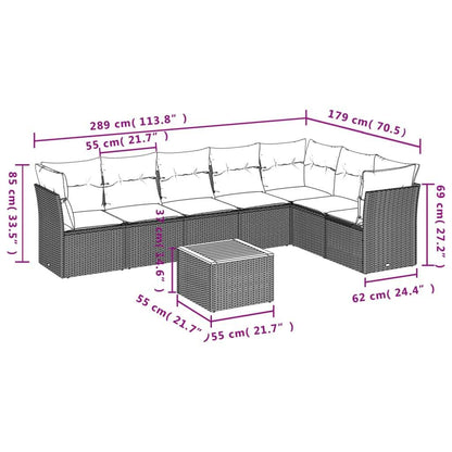 Set Divani da Giardino con Cuscini 8 pz Nero in Polyrattan - homemem39