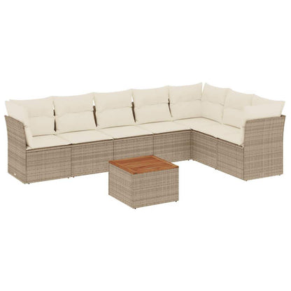 Set Divano da Giardino 8 pz con Cuscini Beige in Polyrattan - homemem39