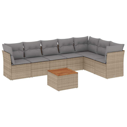 Set Divano da Giardino 8 pz con Cuscini Beige in Polyrattan - homemem39