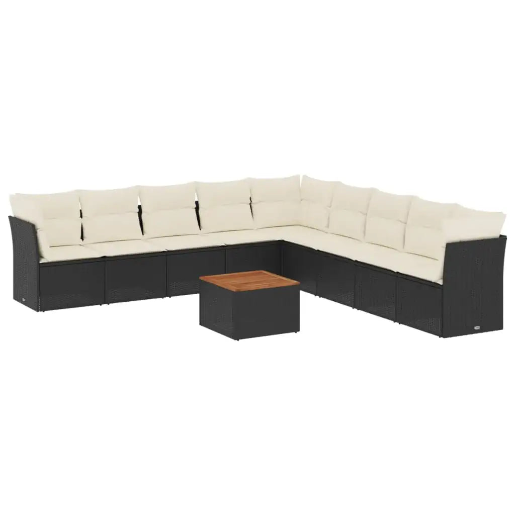 Set Divani da Giardino 10pz con Cuscini in Polyrattan Nero - homemem39