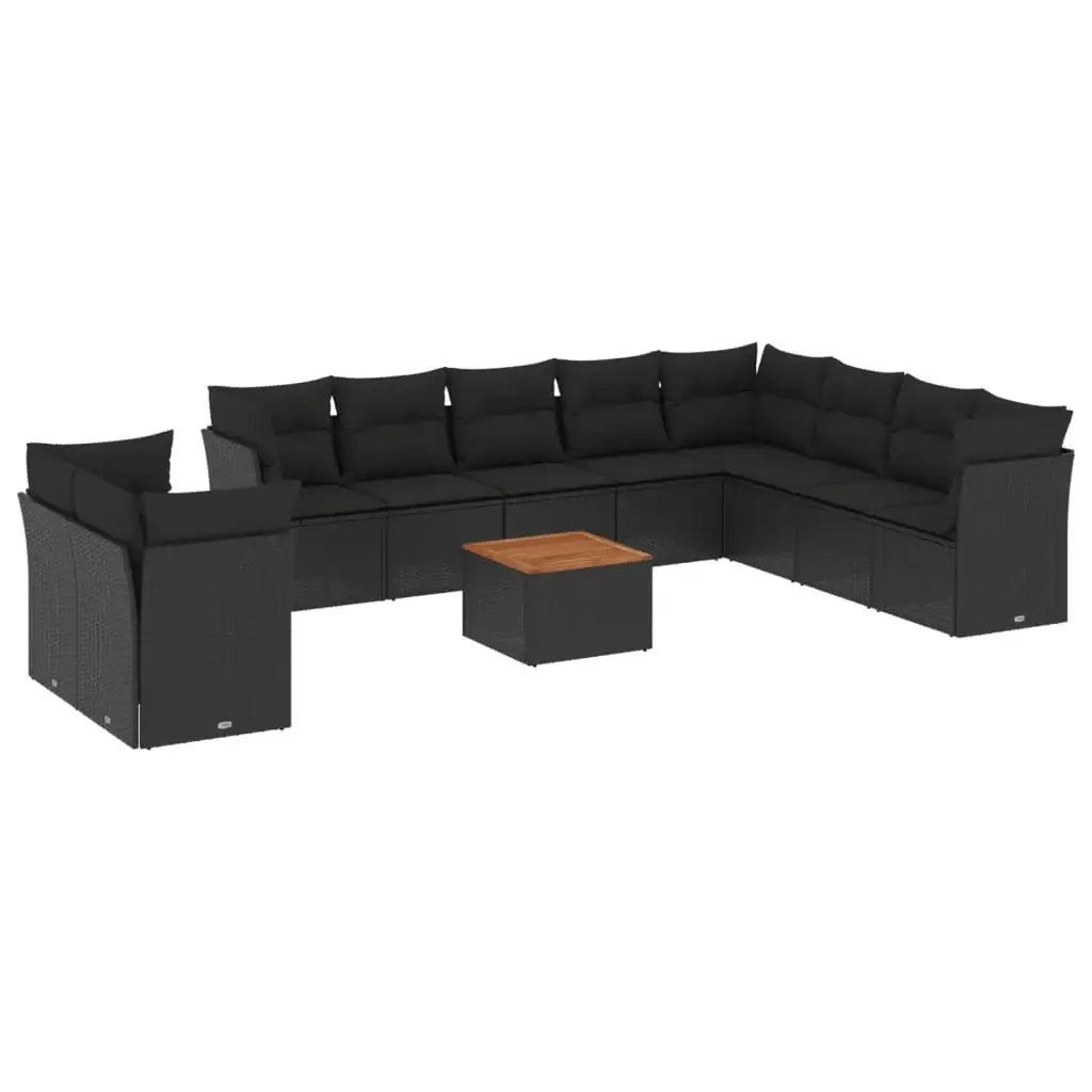 Set Divani da Giardino 11 pz con Cuscini in Polyrattan Nero - homemem39