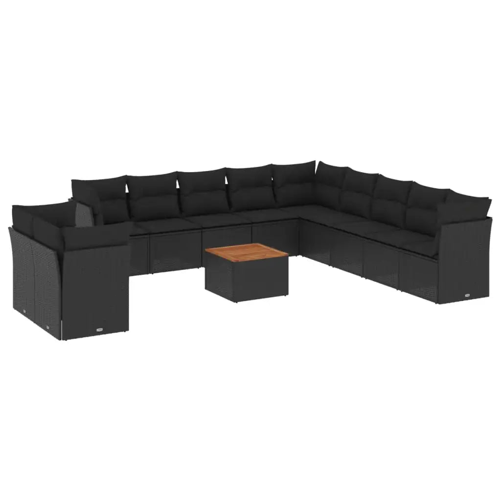 Set Divani da Giardino 12 pz con Cuscini Nero in Polyrattan - homemem39