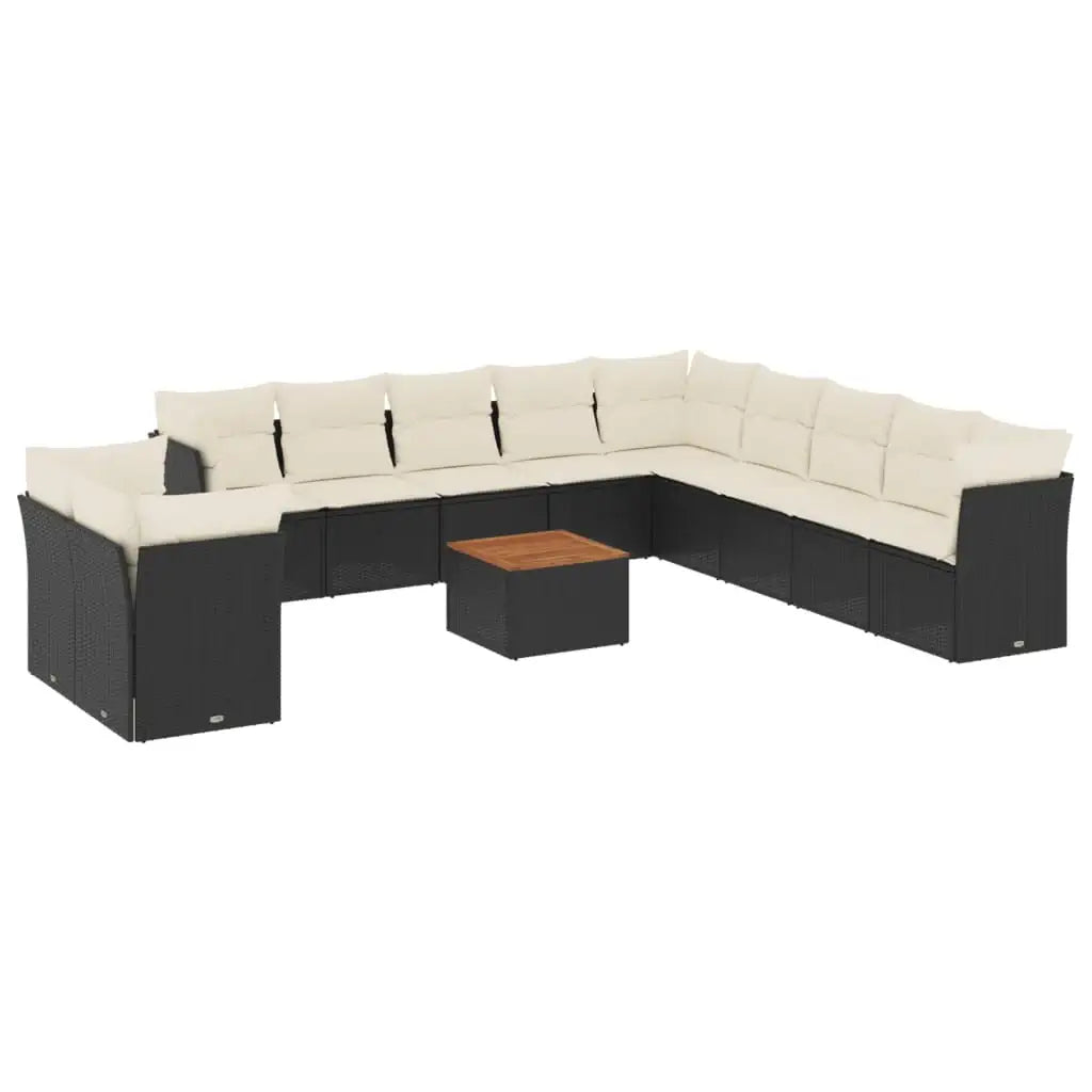 Set Divani da Giardino 12 pz con Cuscini Nero in Polyrattan - homemem39