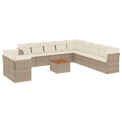 Set Divani da Giardino 12 pz con Cuscini Beige in Polyrattan - homemem39