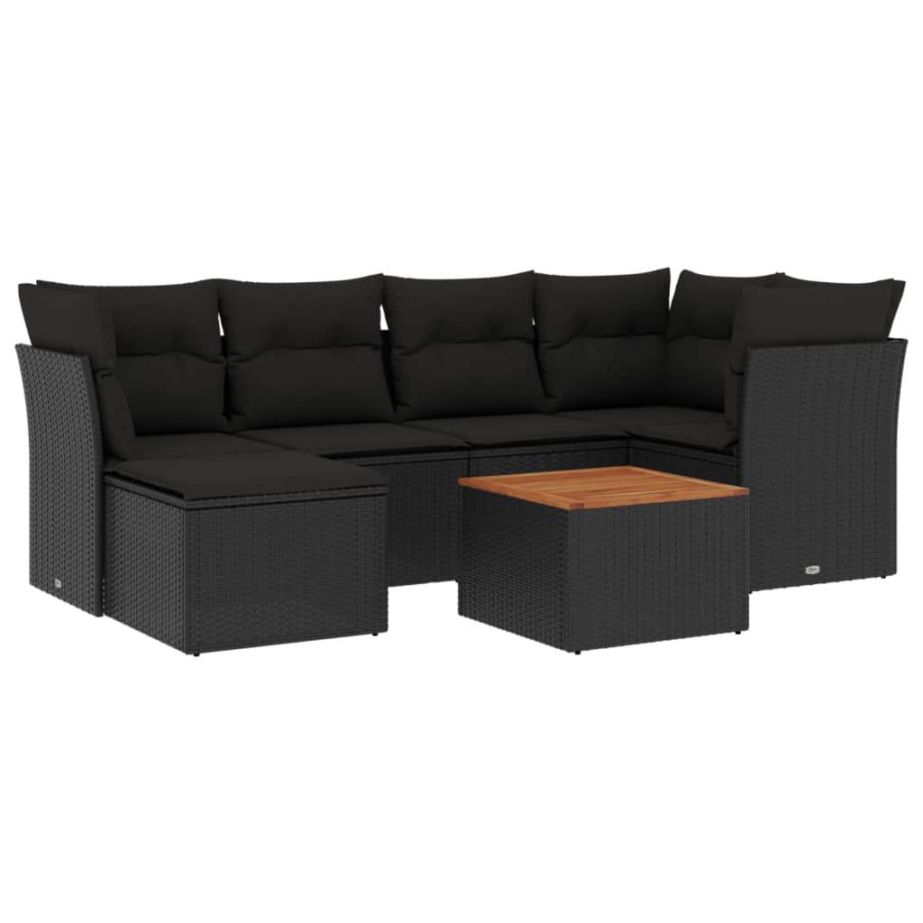 Set Divani da Giardino con Cuscini 7pz Nero Polyrattan - homemem39