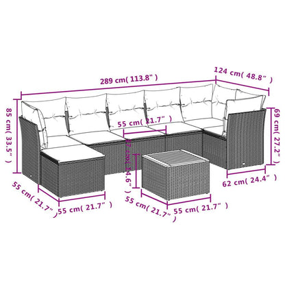 Set Divani da Giardino con Cuscini 8 pz Nero in Polyrattan - homemem39