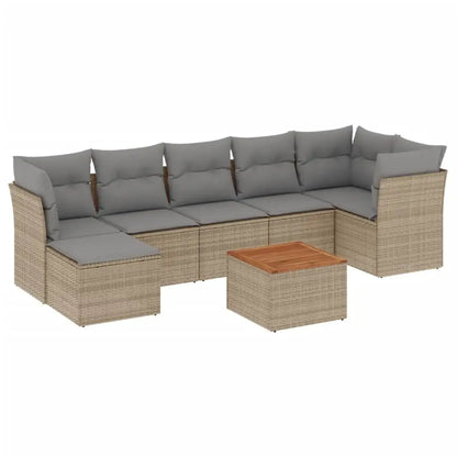 Set Divano da Giardino 8 pz con Cuscini Beige in Polyrattan - homemem39