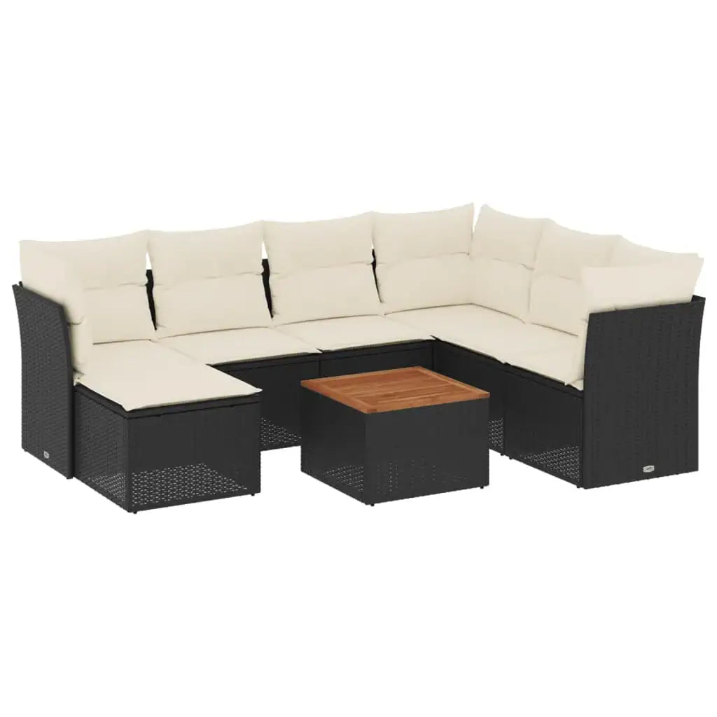 Set Divani da Giardino con Cuscini 8 pz Nero in Polyrattan - homemem39