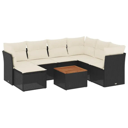 Set Divani da Giardino con Cuscini 8 pz Nero in Polyrattan - homemem39