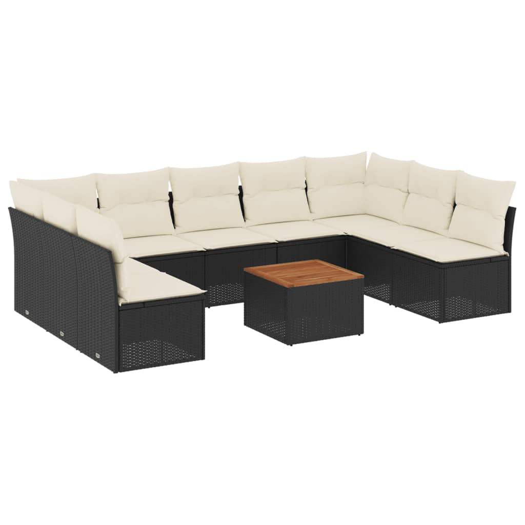 Set Divani da Giardino 10pz con Cuscini in Polyrattan Nero - homemem39