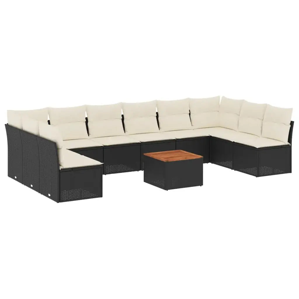 Set Divani da Giardino 11 pz con Cuscini in Polyrattan Nero - homemem39