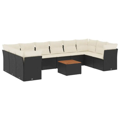 Set Divani da Giardino 11 pz con Cuscini in Polyrattan Nero - homemem39