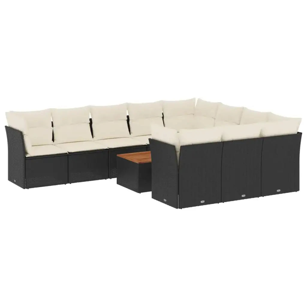 Set Divani da Giardino 11 pz con Cuscini in Polyrattan Nero - homemem39