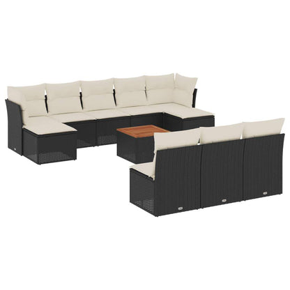Set Divani da Giardino 11 pz con Cuscini in Polyrattan Nero - homemem39