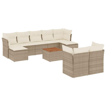 Set Divano da Giardino 10 pz con Cuscini Beige in Polyrattan - homemem39
