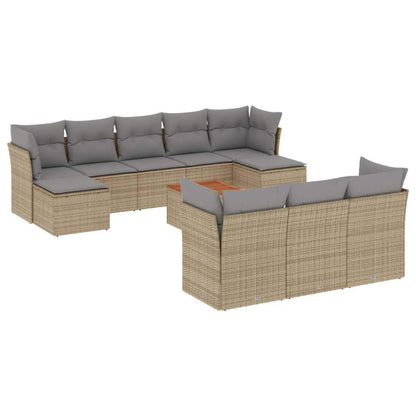 Set Divani da Giardino 11 pz con Cuscini Beige in Polyrattan - homemem39
