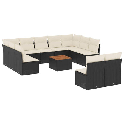 Set Divani da Giardino 12 pz con Cuscini Nero in Polyrattan - homemem39