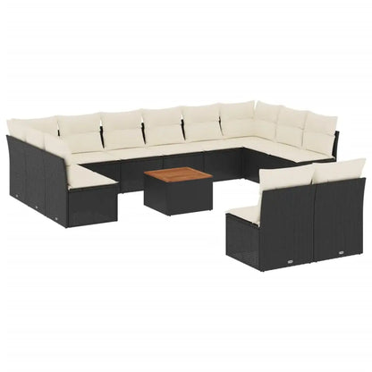 Set Divani da Giardino 13pz con Cuscini Nero in Polyrattan - homemem39