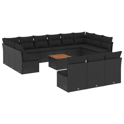 Set Divani da Giardino 14pz con Cuscini in Polyrattan Nero - homemem39
