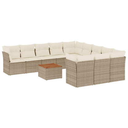 Set Divani da Giardino 12 pz con Cuscini Beige in Polyrattan - homemem39
