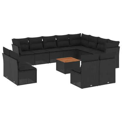 Set Divani da Giardino 13pz con Cuscini Nero in Polyrattan - homemem39
