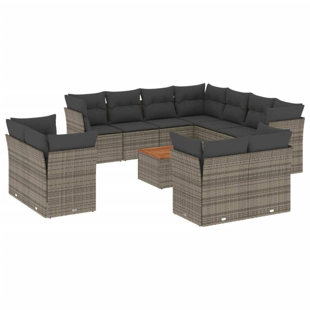 Set Divani da Giardino 12 pz con Cuscini Grigio in Polyrattan - homemem39