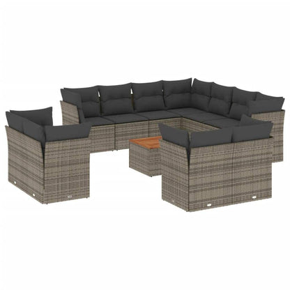 Set Divani da Giardino 12 pz con Cuscini Grigio in Polyrattan - homemem39