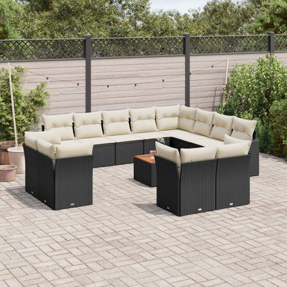 Set Divani da Giardino 13pz con Cuscini Nero in Polyrattan - homemem39