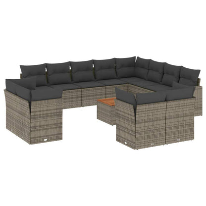 Set Divani da Giardino 13 pz con Cuscini Grigio in Polyrattan - homemem39