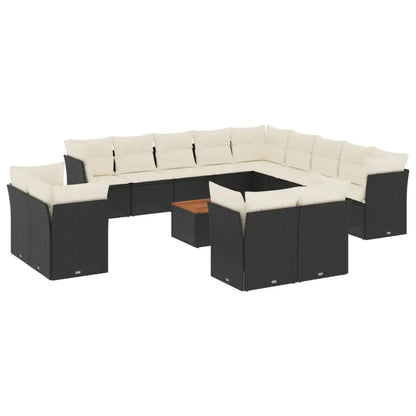 Set Divani da Giardino 14pz con Cuscini in Polyrattan Nero - homemem39