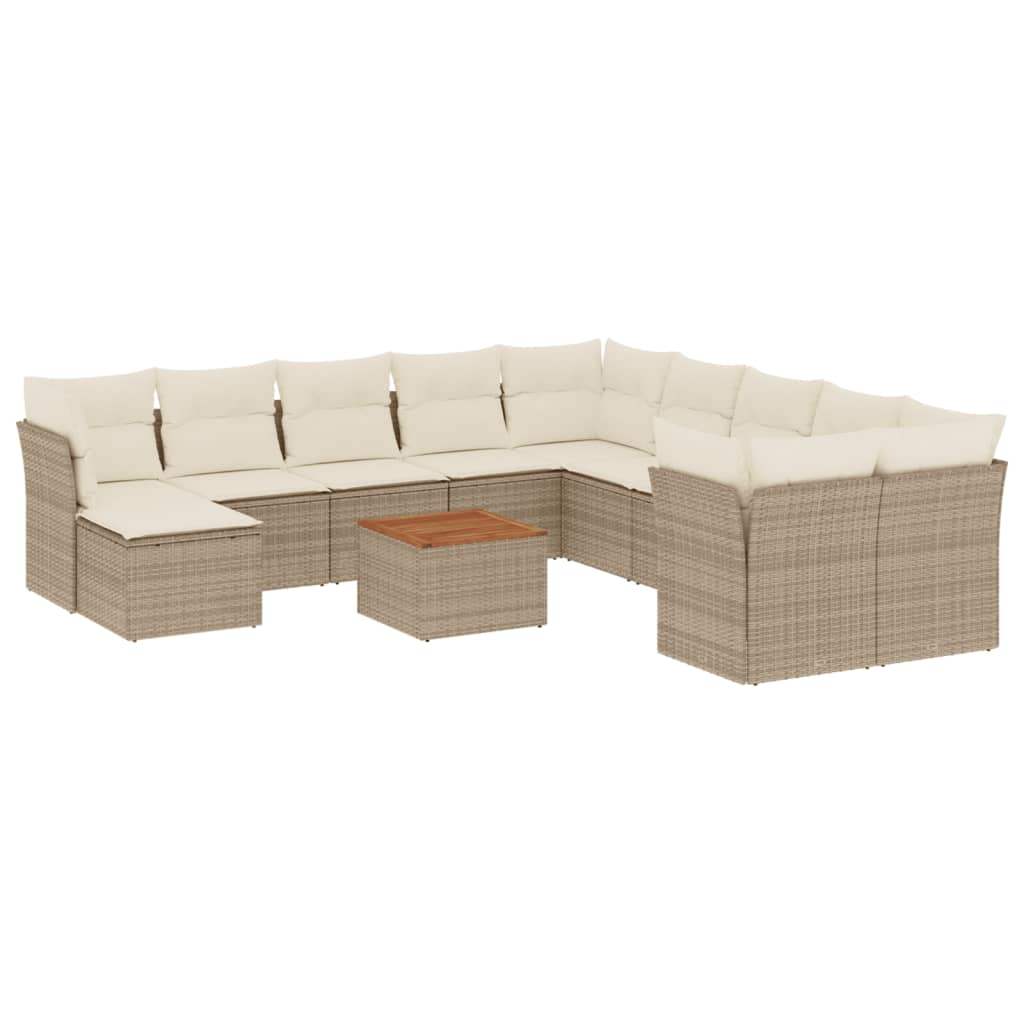 Set Divani da Giardino 12 pz con Cuscini Beige in Polyrattan - homemem39