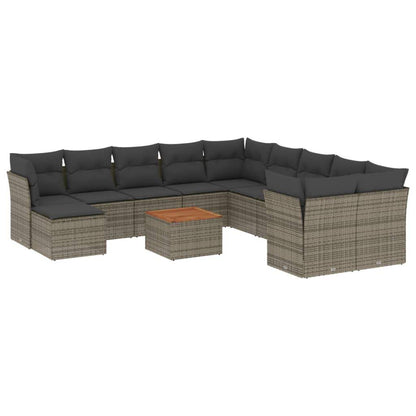 Set Divani da Giardino 12 pz con Cuscini Grigio in Polyrattan - homemem39