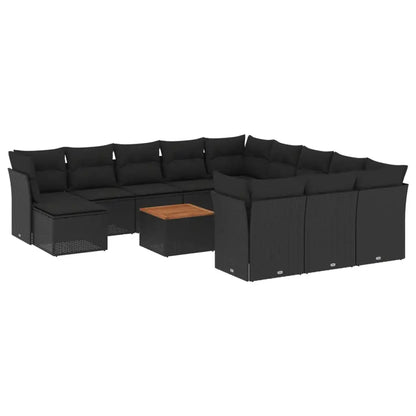 Set Divani da Giardino 13pz con Cuscini Nero in Polyrattan - homemem39