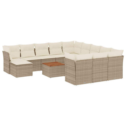 Set Divano da Giardino 13 pz con Cuscini Beige in Polyrattan - homemem39