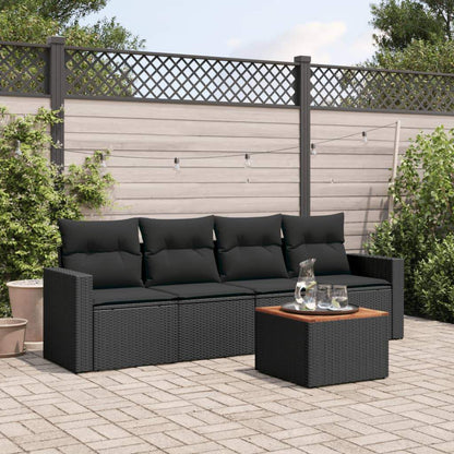 Set Divani da Giardino 5 pz con Cuscini in Polyrattan Nero - homemem39