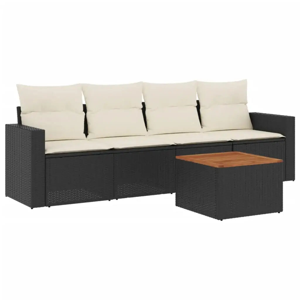 Set Divani da Giardino 5 pz con Cuscini in Polyrattan Nero - homemem39