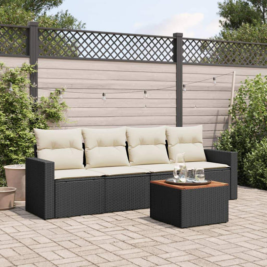 Set Divani da Giardino 5 pz con Cuscini in Polyrattan Nero - homemem39