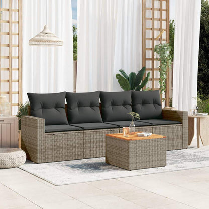 Set Divano da Giardino 5 pz con Cuscini Grigio in Polyrattan - homemem39