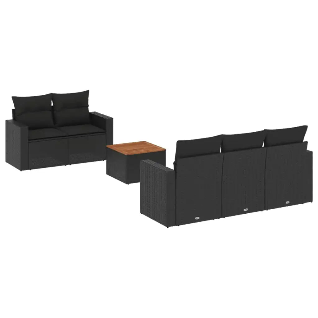 Set Divano da Giardino 6 pz con Cuscini Nero in Polyrattan - homemem39