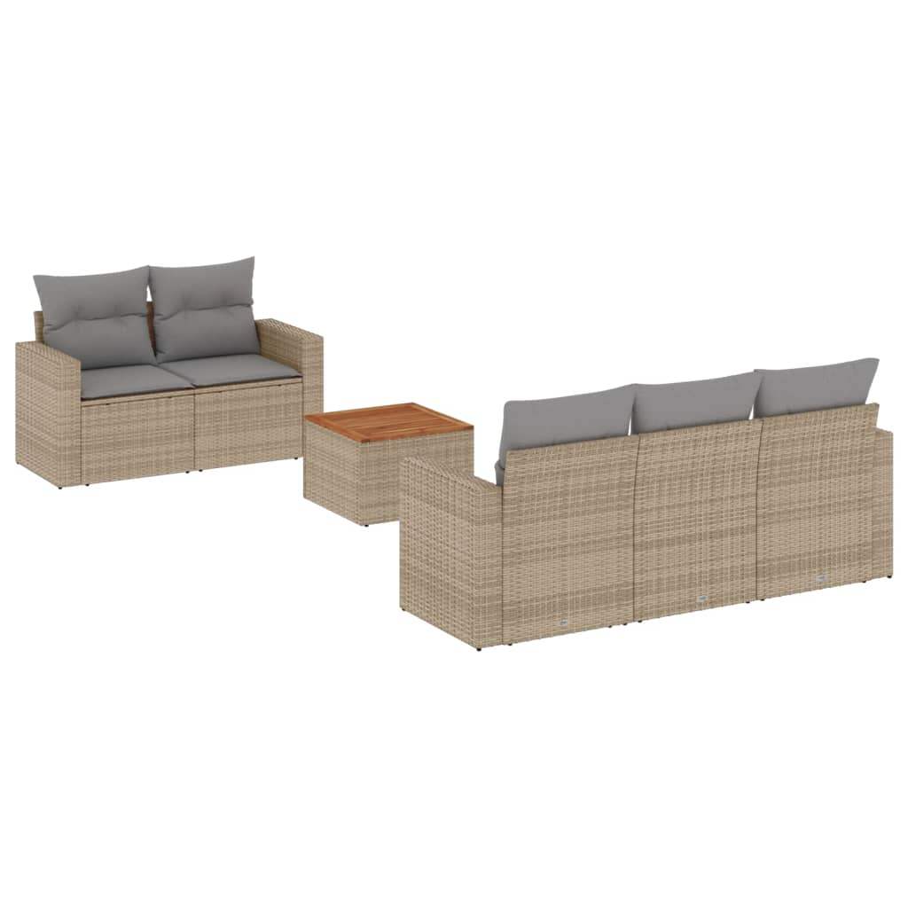 Set Divano da Giardino 6 pz con Cuscini Beige in Polyrattan - homemem39
