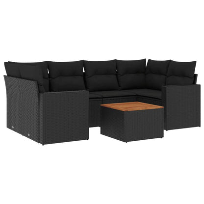Set Divani da Giardino con Cuscini 7pz Nero Polyrattan - homemem39