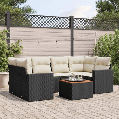 Set Divani da Giardino con Cuscini 7pz Nero Polyrattan - homemem39