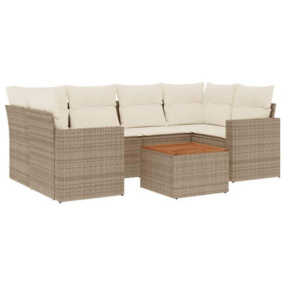 Set Divani da Giardino 7 pz con Cuscini Beige in Polyrattan - homemem39
