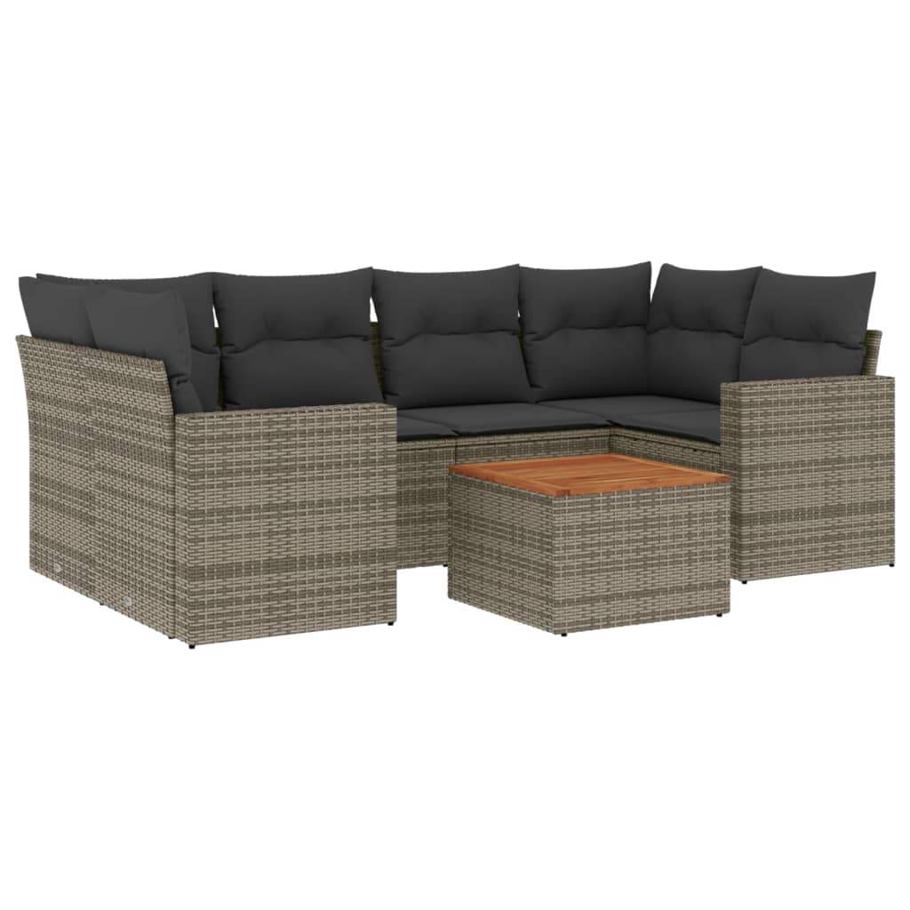 Set Divani da Giardino 7 pz con Cuscini Grigio in Polyrattan - homemem39
