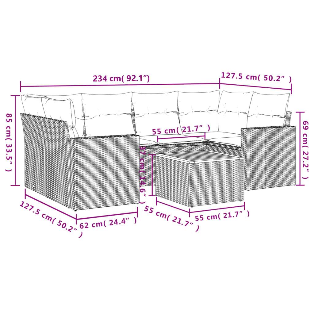 Set Divani da Giardino 7 pz con Cuscini Grigio in Polyrattan - homemem39